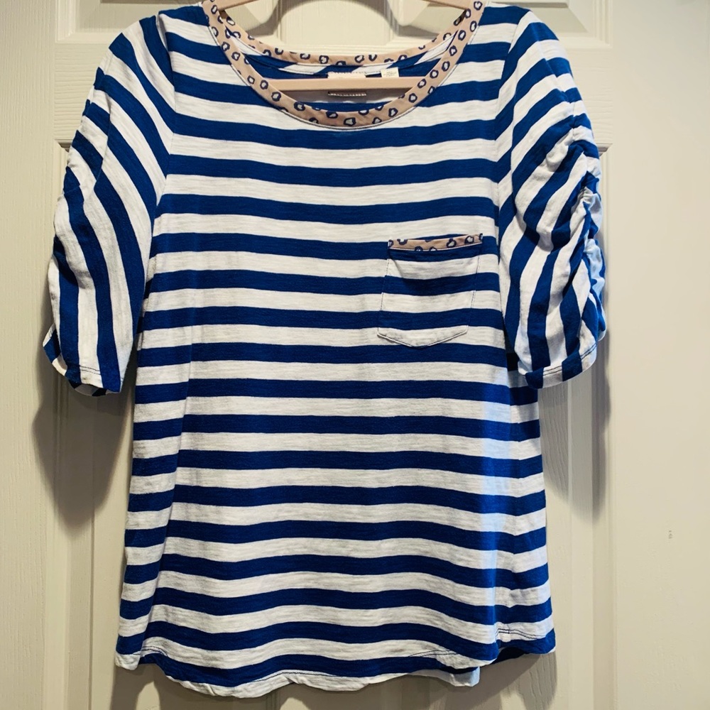 Anthropologie Postage Stamp Stripe Top